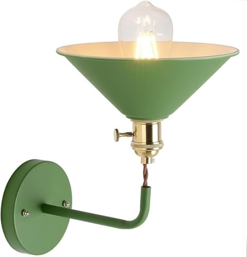 Aplique de pared industrial verde y latón E26/E27 para iluminación de granja vintage 6