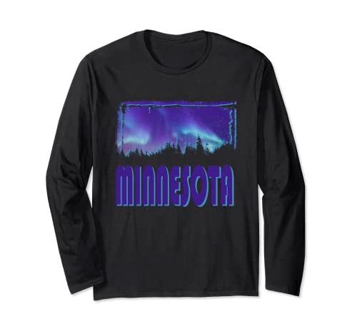 Minnesota - Northern Lights - Aurora Borealis - Night Stars Long Sleeve T-Shirt