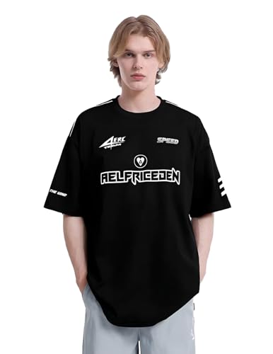 Aelfric Eden Mens Graphic Tees Vintage Racing Tees Oversized T Shirt Women Contrast Color Summer Tops