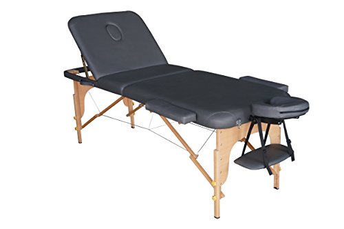 Polironeshop Vénus – Lit Pliant en Bois pour Massage, Esthéticienne et Tatouage, Robuste et Confortable pour Professionnels (Gris)