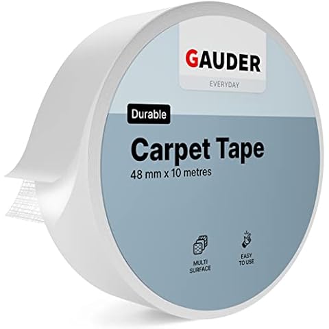 GAUDER Carpet Tape (10 m) | Rug Tape for Floorings, Steps and more | Double-Sided Carpet Tape for Renovation Work Cover