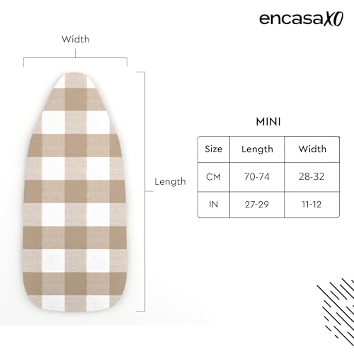 Image of Encasa XO Ironing Board Covers and Pad - 72x30 cm Fits Mini Iron Boards, Thick 4mm Felt, Elasticated Fit, Heat & Scorch-Resistant, Elastic Bungee Cord Tightening & Lock Buffalo Beige