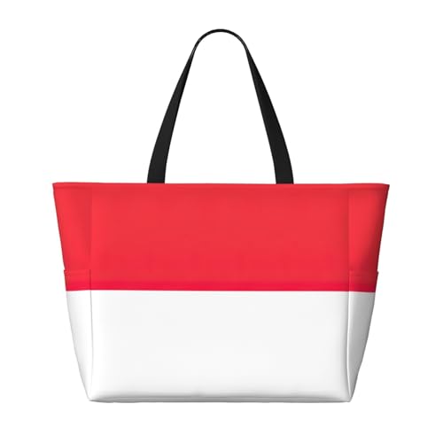 Indonesian Flag Large Capacity Foldable Tote Bag Women Beach Tote Bag Handbag Gym Bag Travel Shopping Bag2