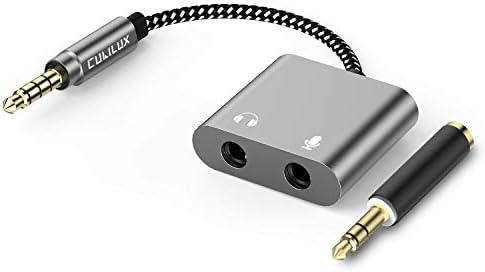 Cubilux 3.5mm Microphone Headphone Y Splitter, TRRS Male to Dual TRS Female Audio MIC Adapter for Gaming Headset, Compatible with MacBook PC Computer Tablet Smartphone Laptop PS4 PS5 Xbox One/360