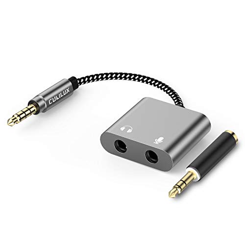 Cubilux 3.5mm Microphone Headphone Y Splitter, TRRS Male to Dual TRS Female Audio MIC Adapter for Gaming Headset, Compatible with MacBook PC Computer Tablet Smartphone Laptop PS4 PS5 Xbox One/360