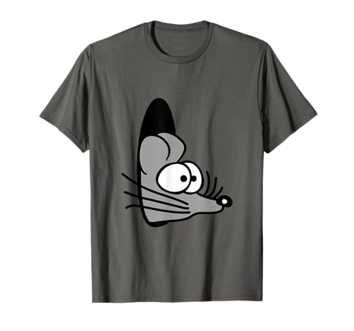 Ratón mira fuera de la pared agujero lindo divertido cómic dibujos animados divertido Camiseta
