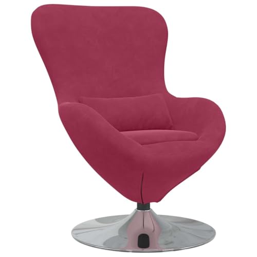 vidaXL Fauteuil œuf Rouge Bordeaux 63 x 73 x 90 cm Velours, Fauteuil Moderne, Siège Élégant, Velours, Confortable, Pivotant pour Détente à la Maison