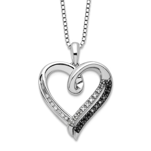 Collier cœur argent 925 femme pendentif serti de diamants véritables 19mm