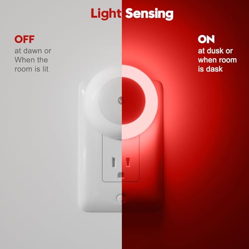 Image of fesnne Night Light, Night Lights Plug into Wall, Dusk to Dawn Sensor, Red Led Night Light 0.5W, 8 Pack Nightlight for Adults, Bedroom, Bathroom, Hallway, Kitchen
