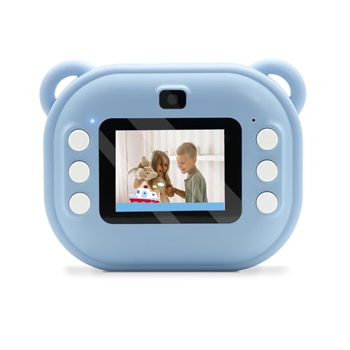 Image of MOOOV 477522 Instant Camera with Camera Child Girl Boy Print Photo on Paper - Colour Screen, Rechargeable USB-C Cable Included - Blue
