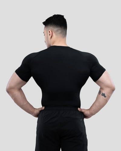 Image of Men's Gym T-Shirt, Dra-fit, Regular Fit, Round Neck, Short Sleeve, Black