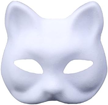 Himine 9 PCS DIY White Paper Mask Blank Hand Painted Mask (Cat)