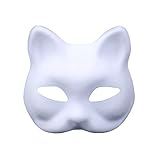 Himine 9 PCS DIY White Paper Mask Blank Hand Painted Mask (Cat)