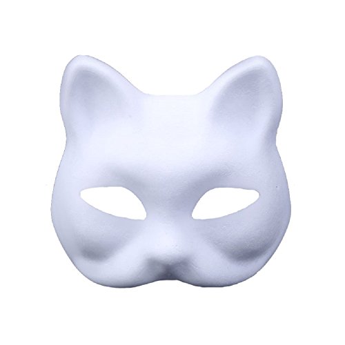 Himine 9 Pcs Diy White Paper Mask Blank Hand Painted Mask (Cat) #TOP3