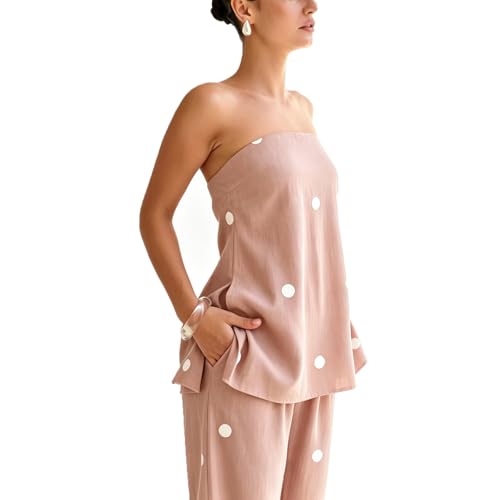 Ensemble bustier et pantalon large taille haute pour silhouette élancée