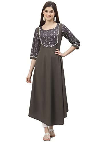 Image of Women's Crepe Regular Kurta (ALC9151 Grey XS)