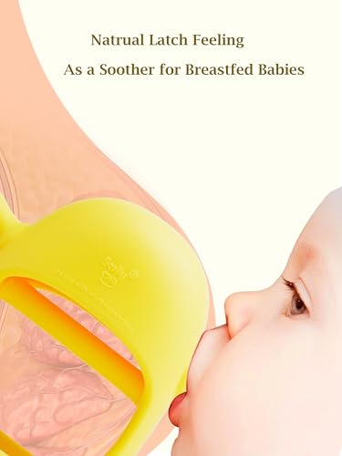 Image of Smily Mia 2pk Penguin Teethers, TeethingToys for Babies 0-6Months, Baby Teethers for 3-6Months, Teething Mittens for Infants, Pacifiers for Breastfed Babies, Light Yellow