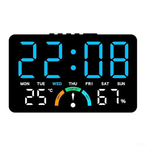 Große LED Digitaluhr mit Anzeige für Zeit, Luftfeuchtigkeit, Temperatur,...