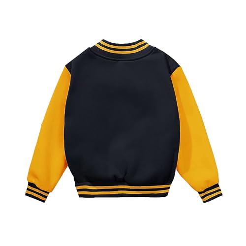 Image of BAICAIYU Kids Baseball Jackets Boys and Girls Varsity Coat Buttons Cardigan Letter Sport Letterman School Jacket