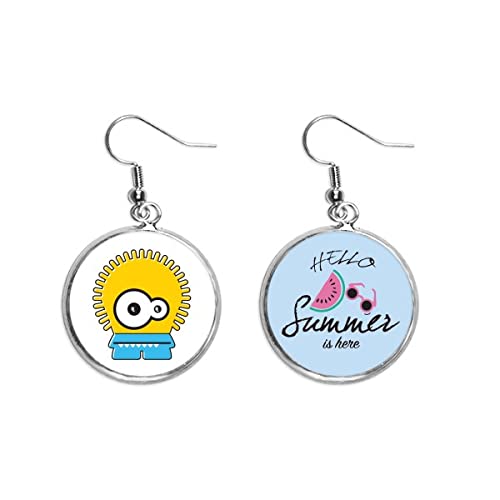 Pendientes de sandía color amarillo con diseño Monster Alien único 1