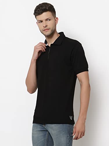 Image of UZARUS Men's Solid Cotton Regular Fit Polo T-Shirt