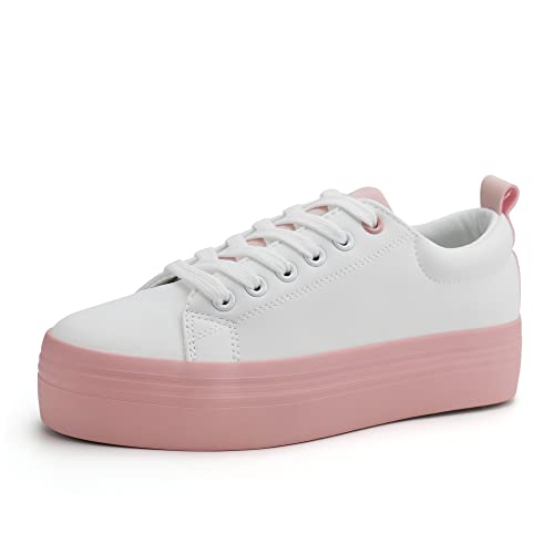 Image of JABASIC Women Lace Up Platform Sneakers Comfortable Casual Fashion Sneaker Walking Shoes
