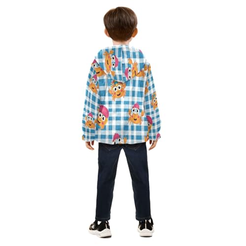 Crab Pattern on Fabric Toddler Fleece Jacket Girl Boys Hooded Fleece Jacket Coat Warm Outwear Zip-up 3-10T4