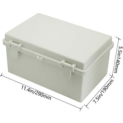 Zulkit Junction Box Abs Plastic Dustproof Waterproof Ip65 Electrical Boxes Hinged Shell Outdoor Universal Project Enclosure With 2 Cable Glands 11.42 X 7.48 X 5.51 Inch (290X190X140Mm) #TOP1