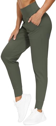 THE GYM PEOPLE Damen High Waist Jogginghose Stretch Leichte Sporthose | Tapered-Leg, 2 Taschen, Bauchkontrolle, Weiches, 4-Wege-Stretch, Atmungsaktiv, Laufhose Yoga Gym Fitness Wan