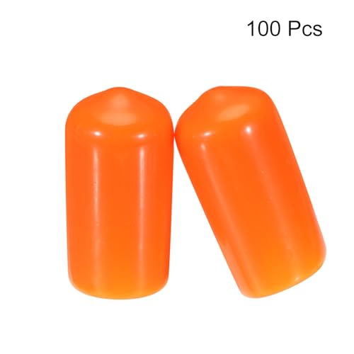Image of MECCANIXITY 100pcs 10mm(3 /8 inch) Rubber End Caps Cover PVC Vinyl Screw Thread Protector Round Wire Shelf Caps for Screw Bolt Pipe Fence Post, Orange