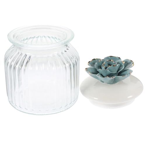 FONDOTIN Edelglas Vorratsbehälter Mit Keramischem Blütenverschluss Luftdichter Glasbehälter Für Kaffee Cerealien Und Mehr Stilvolle Tischdeko Für Zuhause Und Büro