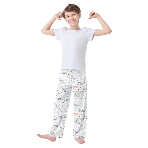 ZZXXB Space Flight Rocket Boys Long Pants Soft Trousers Elastic Waist Kids Lounge Bottoms with Pockets S-XL2