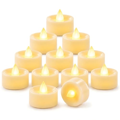 Image of Homemory Tea Lights with Timer Battery Operated, 6H Timer Auto On Daily, Flickering Flameless LED Votive Candles for Table Centerpieces, Lantern, Halloween, Christmas, Warm Lamp, No Remote, 24-Pack