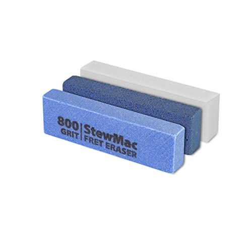 StewMac Fret Erasers, Abrasive Rubber Blocks for Polishing Fretwire and Other Metal, Set of 3 Grits