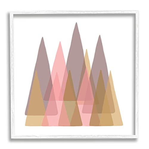 Stupell Industries Kids' Abstract Geometric Forest Pink Brown Trees White Framed Wall Art, 24 x 24