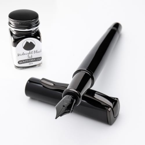 Monteverde USA Impressa Fountain Pen Gift Set (Black) Medium Nib + Bottled Ink - Premium Pen for Men and Women - Perfect for Office, Work, School, Gift, Journal Keeping, Signature