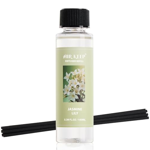Image of Airkeep Reed Diffuser Oil Refill /Jasmine Lily /3.38 oz / 1 Pack /Air Freshener & Aromatherapy Essential Oil Blend for Home Fragrance - Scented Refill Oil for Bathroom, Bedroom & Home Decor