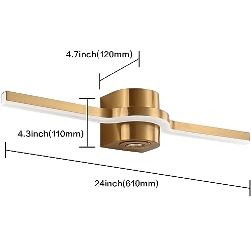 Image of SOLFART Brushed Bronze LED Bathroom Light Fixtures 24 Inch Dimmable Bathroom Vanity Lights Modern Wall Light for Bath Vanity Lighting Fixtures D