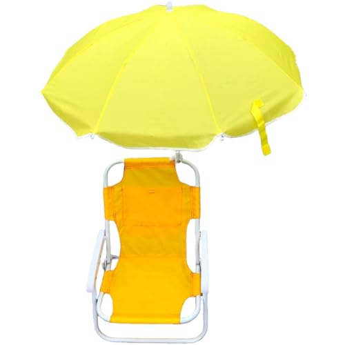 Heidouse Kids Beach Chair with Umbrella Foldable & Detachable Beach Chair with Canopy, Lightweight and Sturdy Outdoor Seat for Camping, Travel, Lawn, Yellow