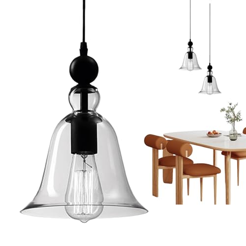 Lámpara de araña vintage - Lámpara colgante de vidrio rústico, lámpar colgante de hierro forjado | Diseño de accesorio de iluminación elegante y suave, acento decorativo de techo para entrada de coci