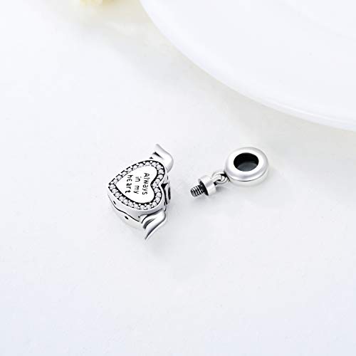 Urna de cremación para cenizas de plata 925 con alas y corazón 4