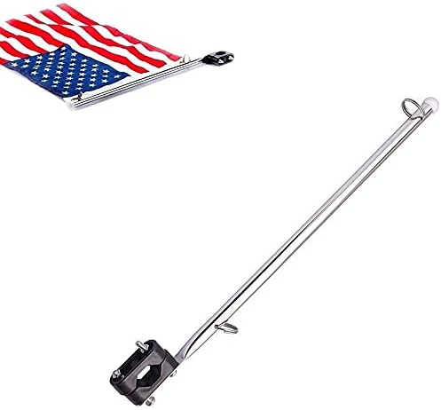 2pcs 316 Stainless Steel Flag Pole, Rail Mount Boat Pulpit Staff (7/8" - 1 1/4 ") for marine boat yacht