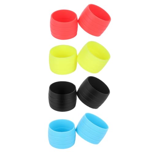 CLISPEED 4 pares Anillos Fijación para Manillar de Bicicleta Silicona Antideslizante Compatible con Bici Montaña y Carretera Colores Rojo Azul Negro Amarillo