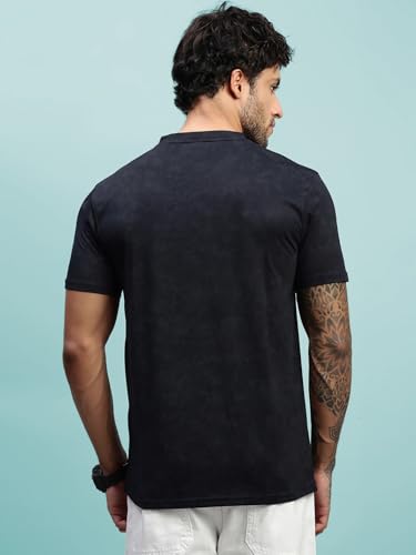 Image of Lux Nitro Men's Cloud Burst Printed Half Sleeve T-Shirt | Cotton Blend Round Neck Tee | Regular Fit Casual Wear