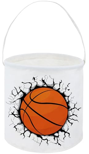 Image of Basketball Bucket,Kids Bucket, Small Gift Bucket with Handles for Kids Room Decor.Toy Bucket.(Basketball)