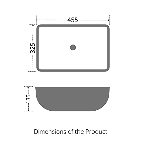 Image of REMOTION Designer Glossy Finish Table Top Ceramic Wash Basin Vessel Sink with Slim Rim |Collapsible Wash Basin | Vessel Sinks For Bathrooms (White-Grey Wash Basin- Glossy, 18 x 13 x 5.5 Inch)