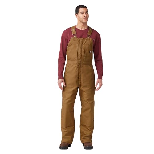 Dickies Men's Insulated Bib Overall, Brown Duck, Extra Large-Regular