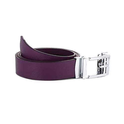 Image of Gelante Genuine Leather Ratchet Dress Belt With Automatic Sliding Buckle - Minimalistic Style-Trim to Fit