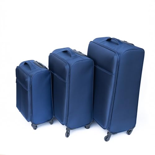 Soft Edge Luggage 3-Piece Backpack Set with Ergonomic Handle and Silent Double Row Universal Wheels(Blue)3