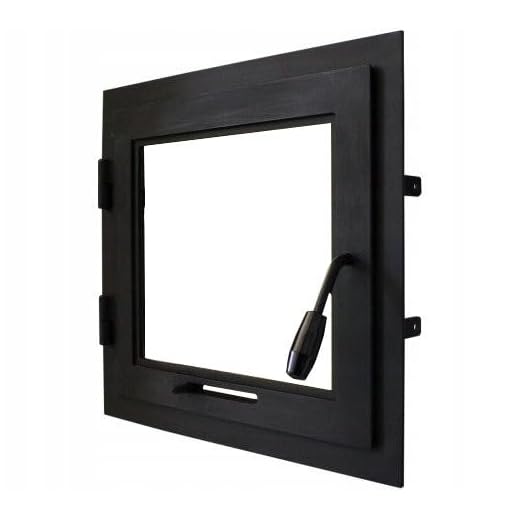 Puerta horno 70 x 50 cm, puerta chimenea con cristal para horno pizzero, hierro fundido. Sentido de apertura: izquierda | El mango está a la derecha.… Con un collar.